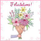 Félicitations avec un bouquet fleuri joyeux